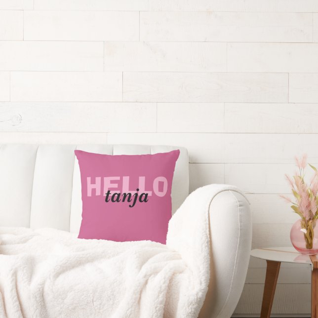 Personlig Pastel Rosa Namn Pillow | Anpassningsbar Kudde (Soffa)
