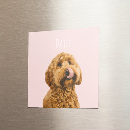 Personlig Pastel Rosa Phone Case med Hund Photo Magnet