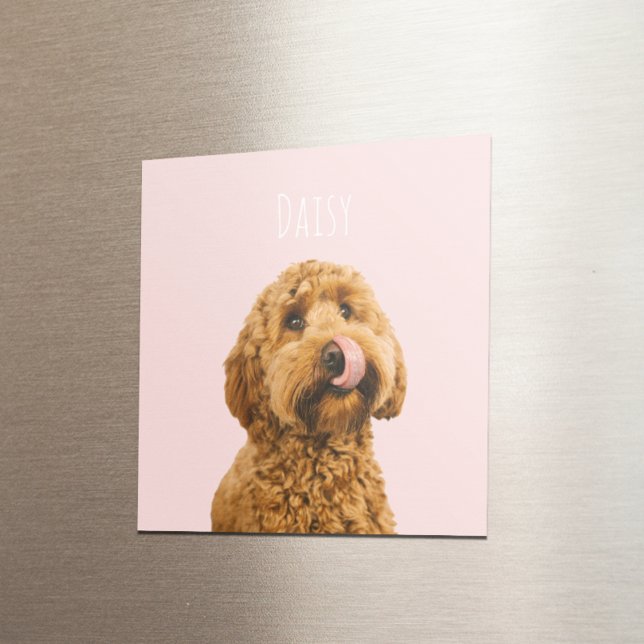 Personlig Pastel Rosa Phone Case med Hund Photo Magnet (Skapare uppladdad)