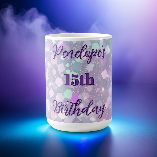 Personlig Pastel Shimmer Birthday Firation Kaffemugg (Skapare uppladdad)
