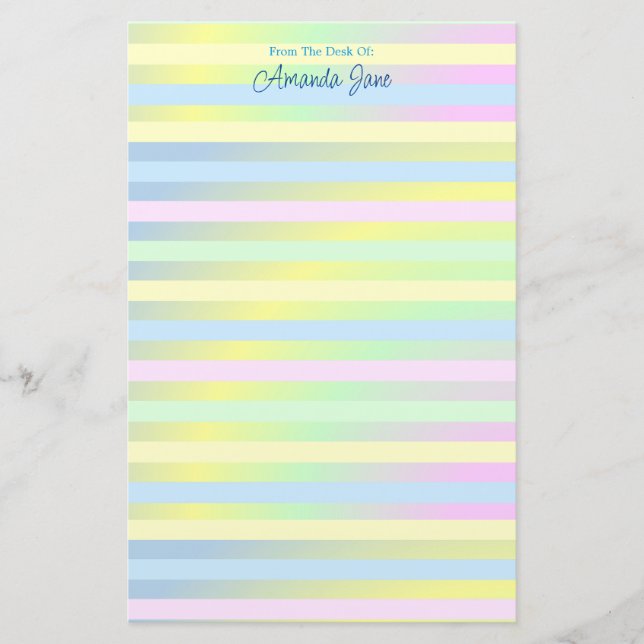 Personlig Pastel Stripe-mall Brevpapper (Framsida)