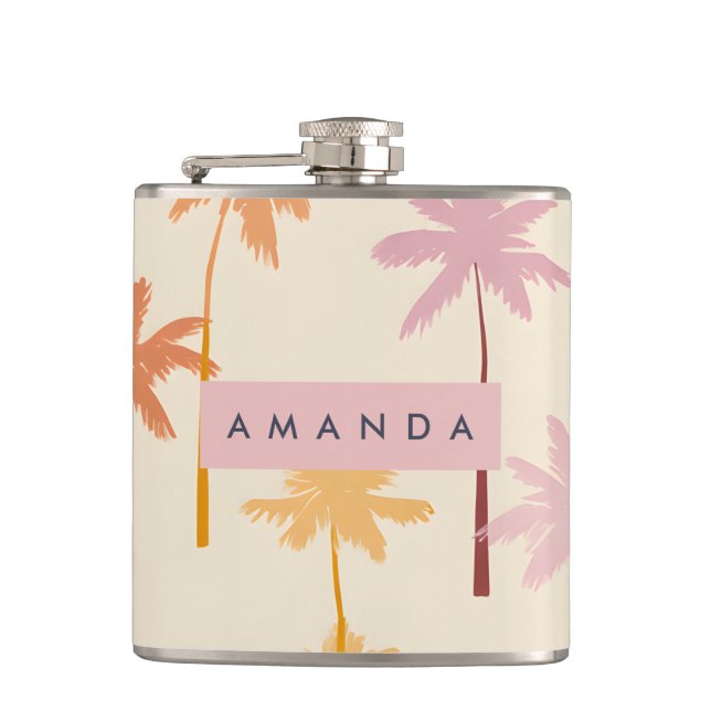 Personlig Pastel Tropical Sunset Handflatan Träd Fickplunta (Framsidan)
