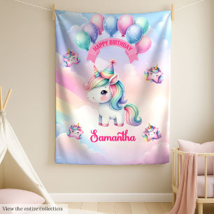 Personlig Pastel Unicorn Blanket Girls Birthday Fleecefilt
