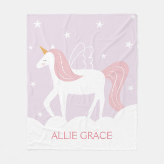 Personlig Pastel Unicorn Fleece Blanket