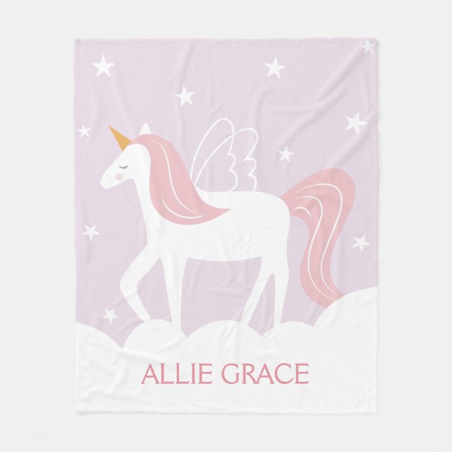Personlig Pastel Unicorn Fleece Blanket (Framsidan)