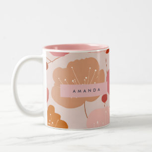 Personlig Pastel Warm Retro Blommigt Aesthetic Två-Tonad Mugg