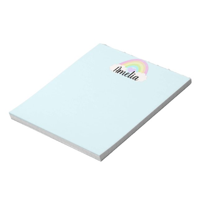 Personlig Pastel Watercolor Rainbow Anteckningsblock (Roterad)