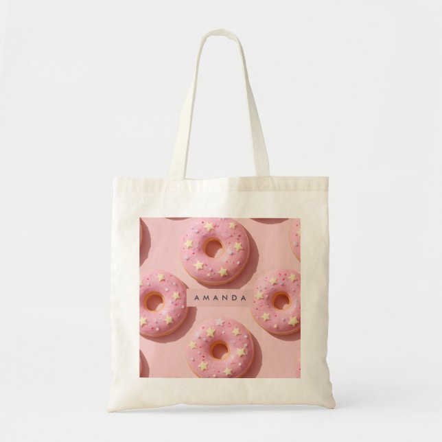 Personlig Pastel Whimsical Rosa Donuts Tygkasse (Framsidan)