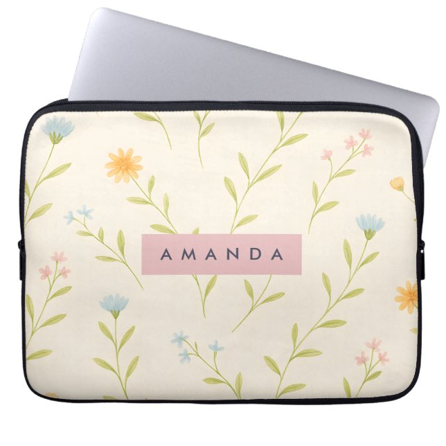 Personlig Pastell Äng Vildblomma Laptop Fodral (Framsidan)
