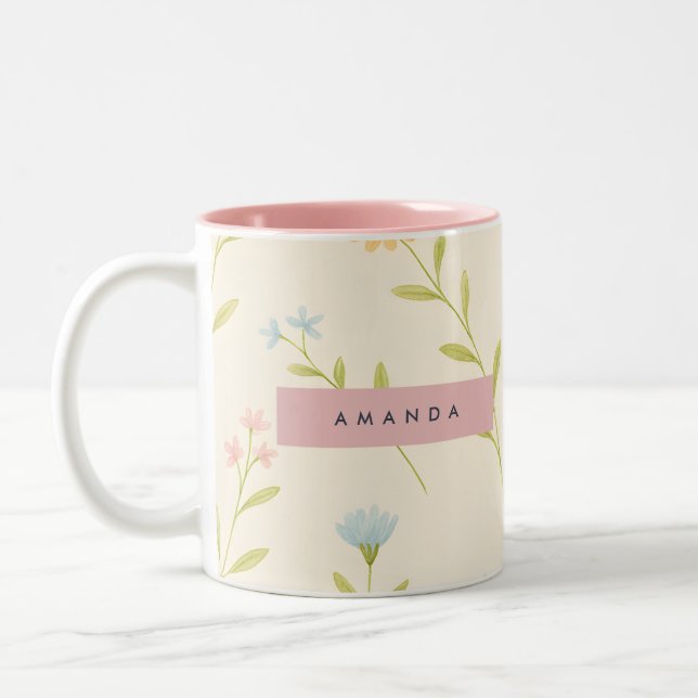 Personlig Pastell Äng Vildblomma Två-Tonad Mugg (Vänster)