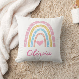 Personlig Pastell boho regnbåge Namn Nursery Kudde