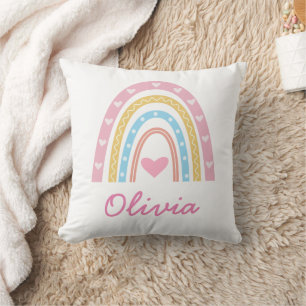 Personlig Pastell boho regnbåge Namn Nursery Kudde
