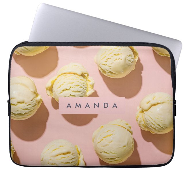 Personlig Pastell Citronkräm Lycka Laptop Fodral (Framsidan)