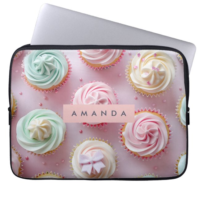 Personlig Pastell Cupcake-virvel Laptop Fodral (Framsidan)