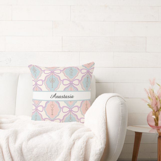 Personlig Pastell Dekorativ Flicka Rosa Blå Kudde (Soffa)