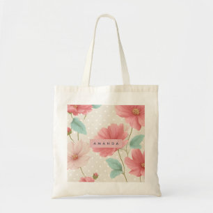 Personlig Pastell Elegant Rosa Blomning Tygkasse