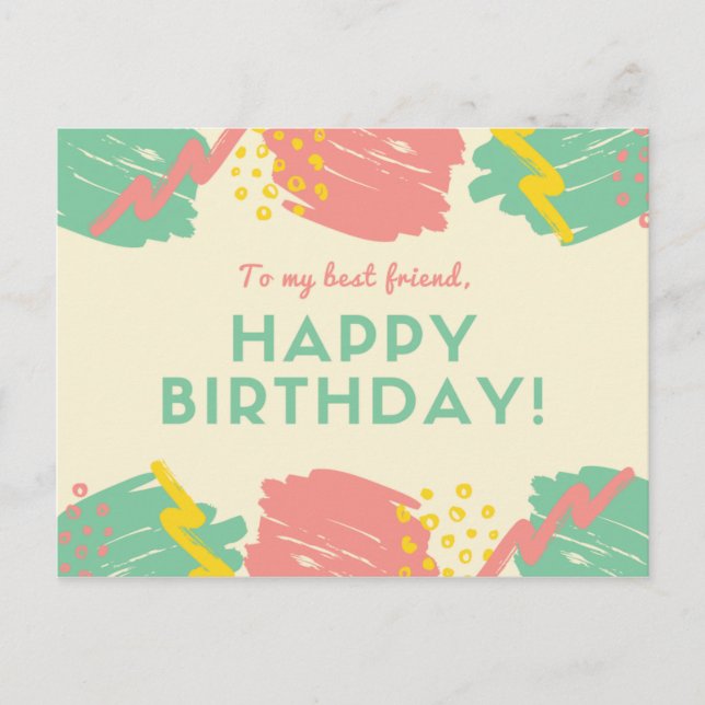 Personlig - Pastell Färgglada Penseldrag Vykort (Framsida)