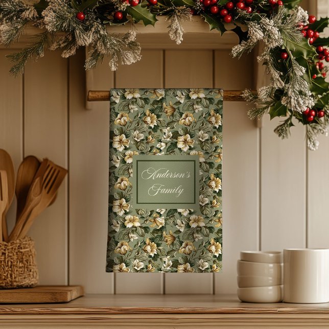 Personlig Pastell Foliage Shabby Chic Handduk  Kökshandduk (Personalized Pastel Foliage Shabby Chic Towel )