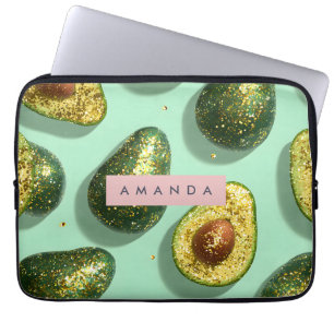 Personlig Pastell Glitter Avokado Design Laptop Fodral