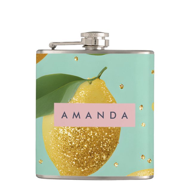Personlig Pastell Glitter Citron Stil Fickplunta (Framsidan)