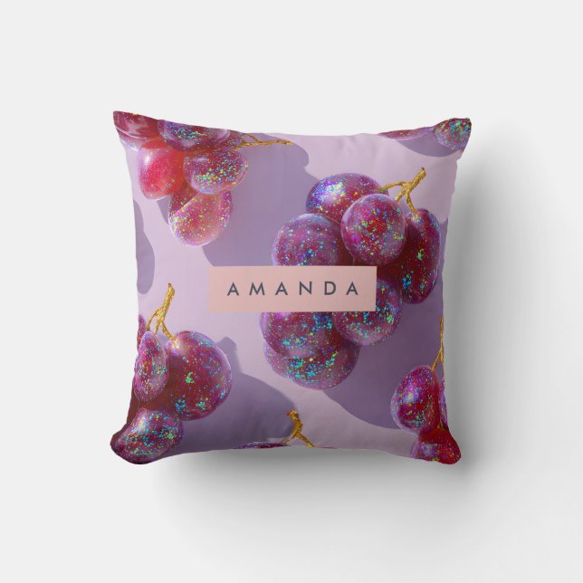 Personlig Pastell Glitter Druvor Design Kudde (Framsida)
