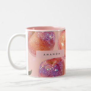 Personlig Pastell Glitter Ferskros Stil Två-Tonad Mugg