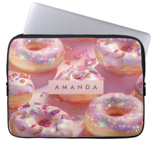 Personlig Pastell Glittrande Rosa Munkdröm Laptop Fodral
