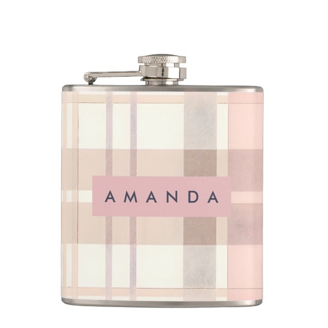 Personlig Pastell Mjuk Rosa Beige Karo Fickplunta (Framsidan)