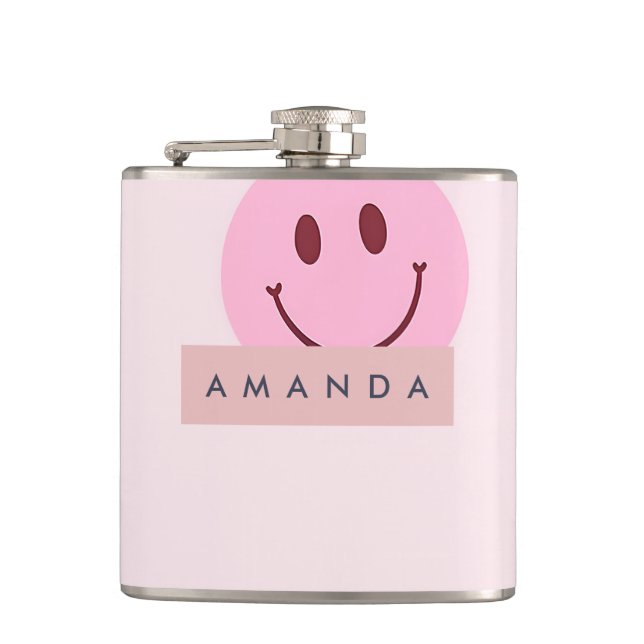 Personlig Pastell Rosa Glad Smiley Ansikte Fickplunta (Framsidan)