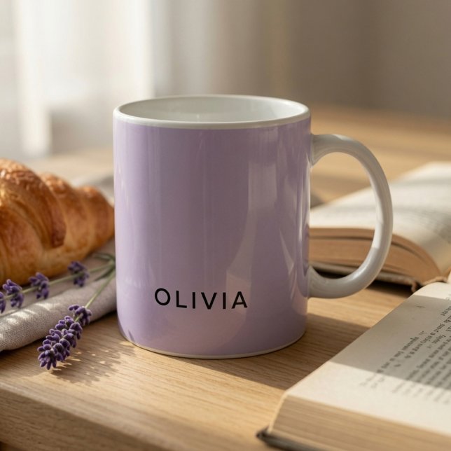 Personlig Pastellavendel Anpassat Namn Kaffemugg (Skapare uppladdad)