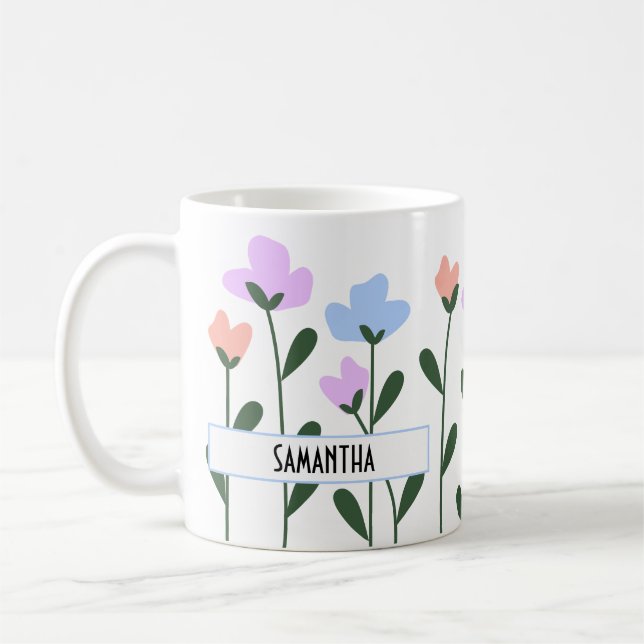 personlig pastellblommor kaffemugg (Vänster)
