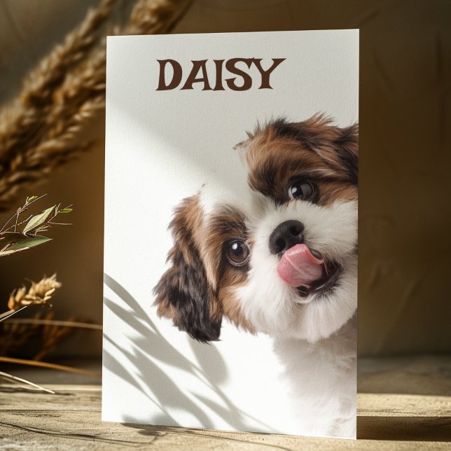 Personlig Pastellbrun Hund Foto & Namnkort Vykort (Skapare uppladdad)