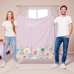Personlig pastellrosa bukett coquette fleecefilt