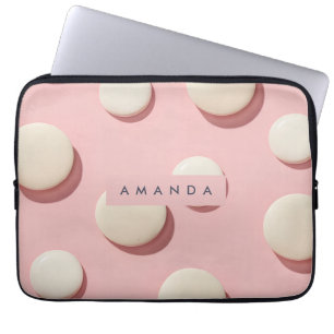 Personlig Pastellrosa med Krämfärgade Prickar Laptop Fodral