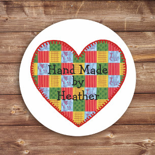 Personlig Patchwork Mönster Hand Made Runt Klistermärke