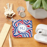 Personlig Patriotic American Flagga Färg Nyckelring<br><div class="desc">Personlig abstrakt Amerikanska flagga färg mönster med anpassningsbar monogram. Patriotisk design i rött,  vitt och blått.</div>