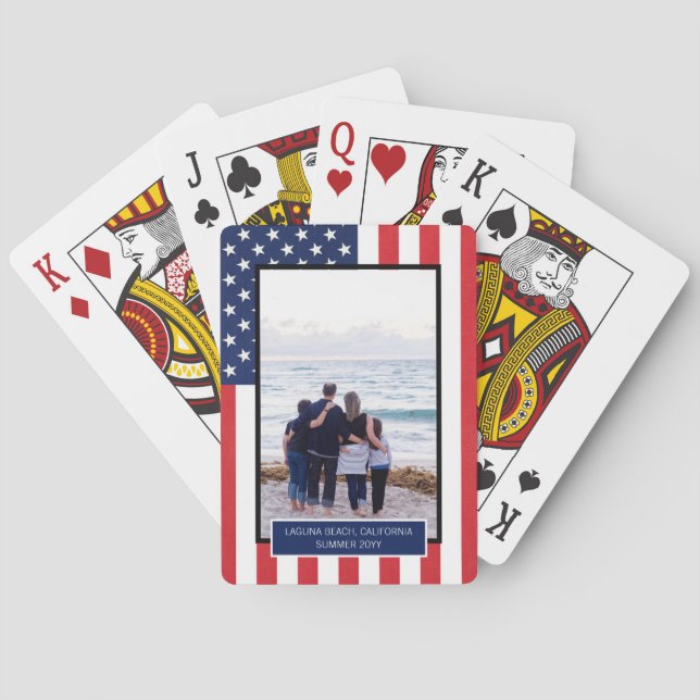 Personlig Patriotic American Flagga med Photo Casinokort (Baksidan)