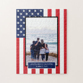 Personlig Patriotic American Flagga med Photo Pussel