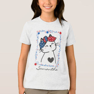 Personlig Patriotic Cat Kids T-Shirt