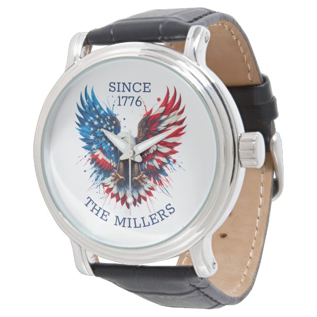 Personlig Patriotic Färg America Bold Eagle Armbandsur (Vinklad)