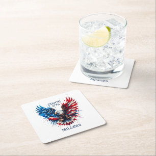 Personlig Patriotic Färg America Bold Eagle Underlägg Papper Kvadrat