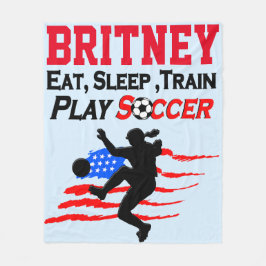 PERSONLIG PATRIOTIC SOCCER GIRL BLANKET FLEECEFILT