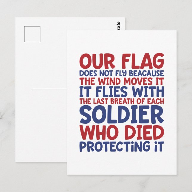 Personlig Patriotic Soldier Quote Postcard Vykort (Fram/baksida)