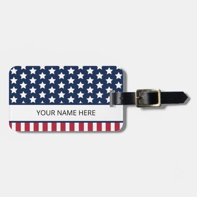 Personlig Patriotic USA American Flagga Bagagebricka (Horisontell Framsida)