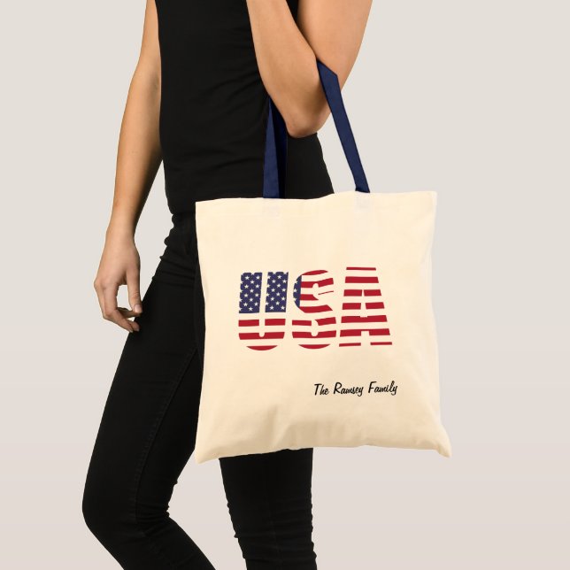 Personlig Patriotic USA, Family Budget Tote Tygkasse (Framsida (produkt))