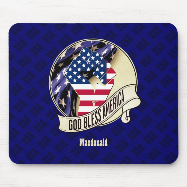 Personlig Patriotic USA Välsigna dig Amerika Musmatta (Framsidan)