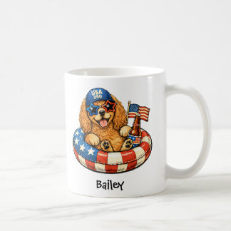 Personlig patriotisk 4:e juli Cocker Spaniel Kaffemugg