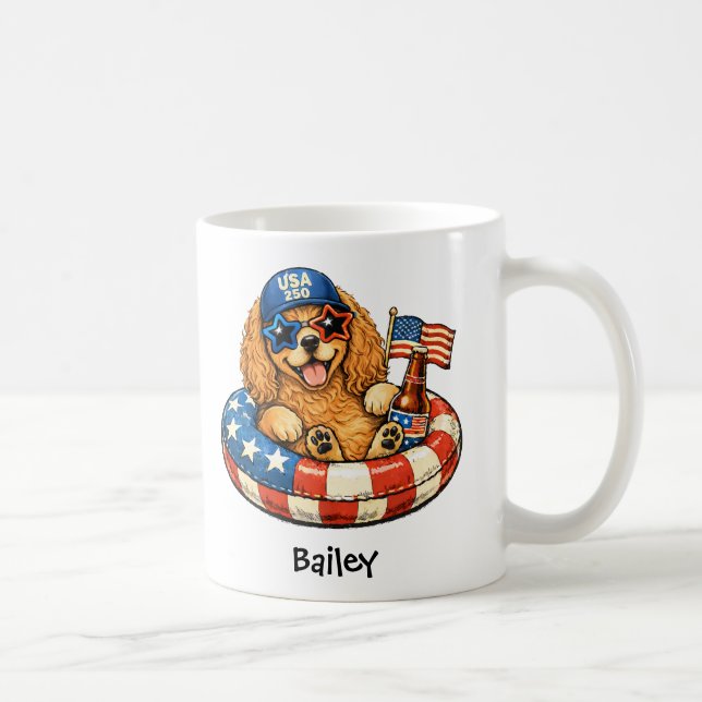 Personlig patriotisk 4:e juli Cocker Spaniel Kaffemugg (Höger)