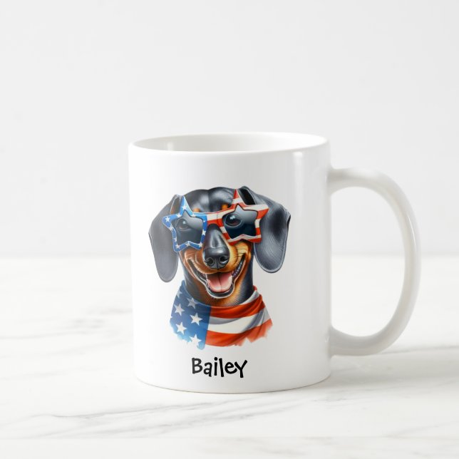 Personlig patriotisk 4 juli Dachshund-mugg Kaffemugg (Höger)