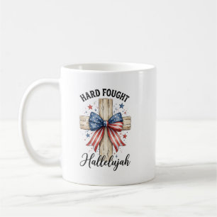 Personlig patriotisk 4 juli kristen kors kaffemugg